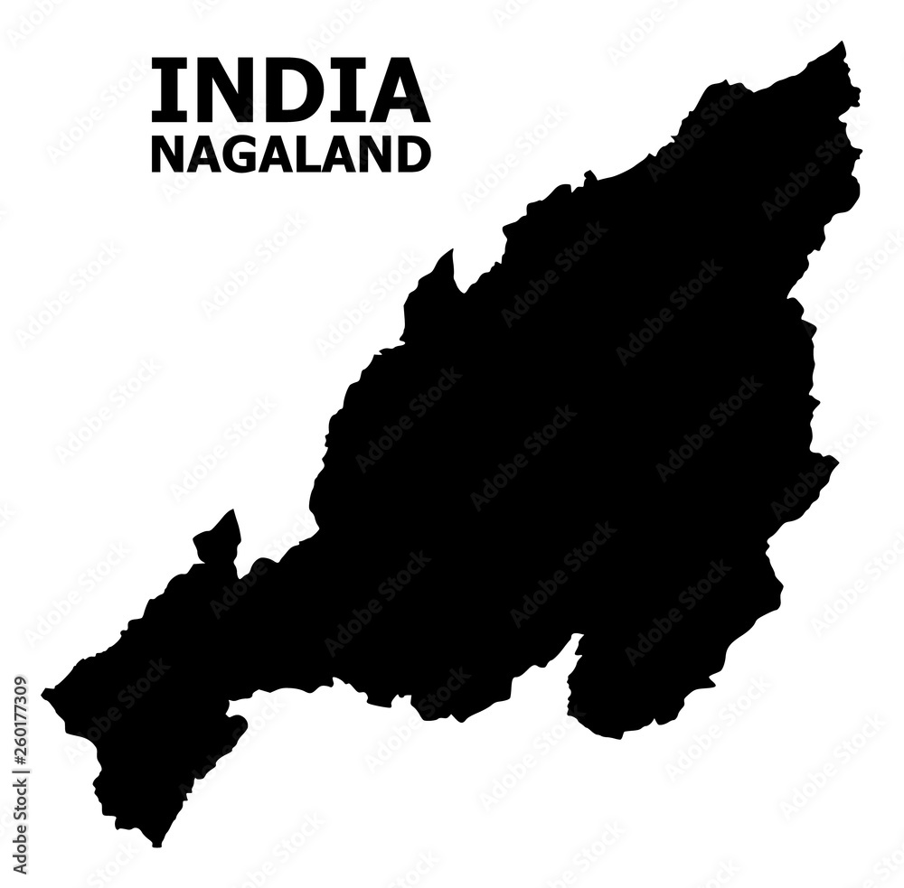 Vector Flat Map of Nagaland State with Name