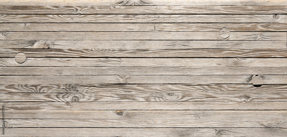 Horizontal wood textured background. Wooden planks on a wall or floor with grain and texture. - obrazy, fototapety, plakaty 