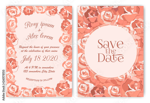 Wedding invitation card Floral hand drawn frame .