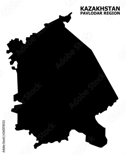 Vector Flat Map of Pavlodar Region with Caption