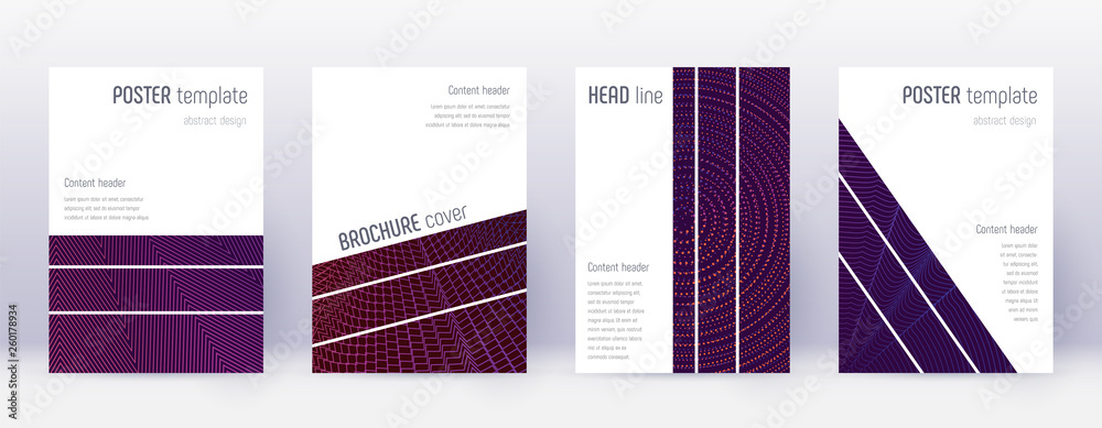 Geometric brochure design template set. Violet abs Geometric brochure design template set. Violet abs