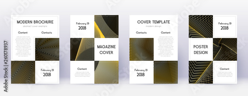 Business brochure design template set. Gold abstra