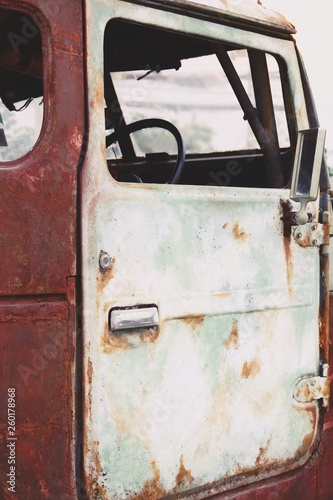 Obraz na płótnie Close up of Detail Rusty vintage Old Car w salonie