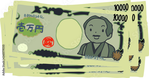 Bunch of Cute hand-painted Japanese 10000 yen note