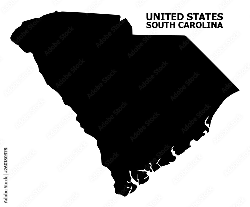 Naklejka Wektor płaska mapa stanu Karolina Południowa z podpisem