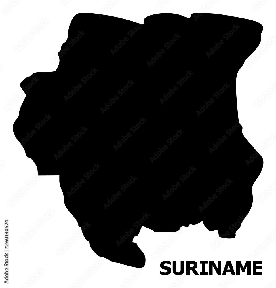 Vector Flat Map of Suriname with Name