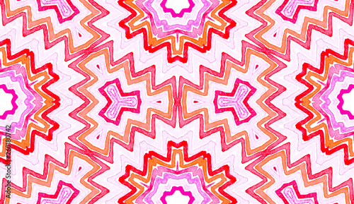 Pink red Geometric Watercolor. Delightful Seamless