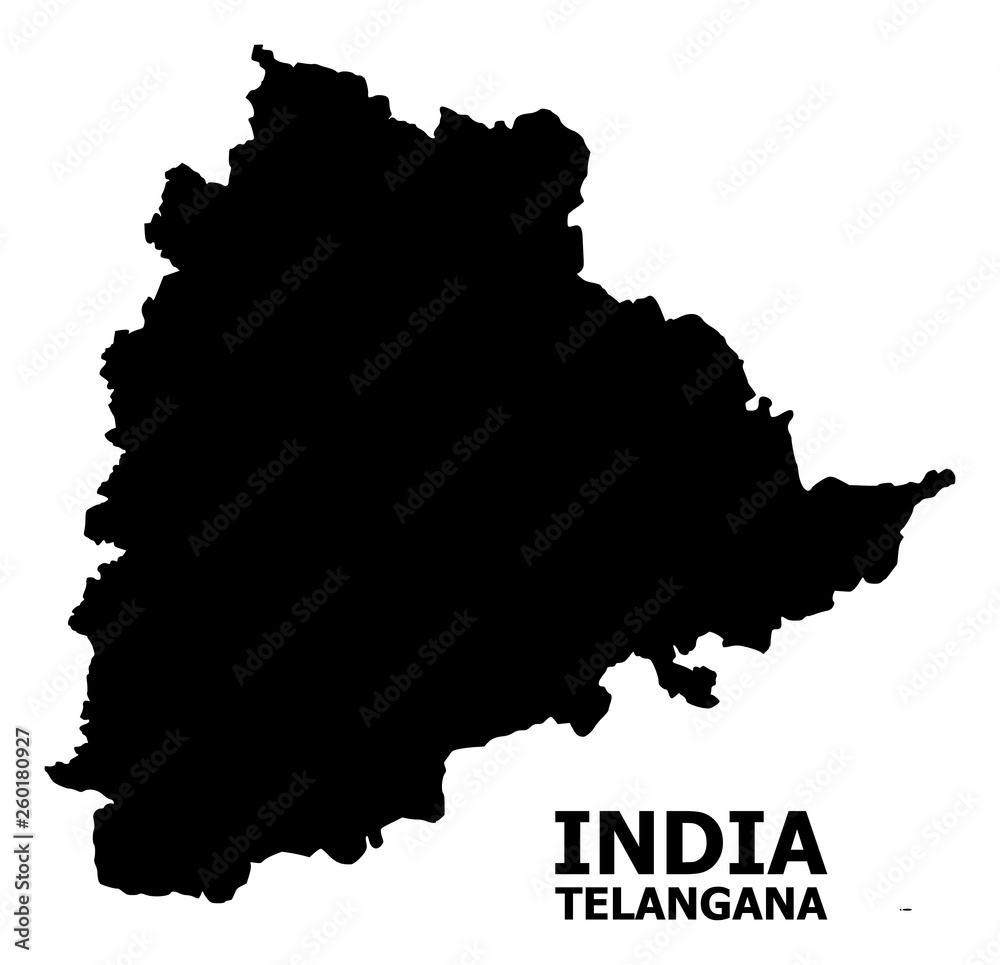 Vector Flat Map of Telangana State with Caption