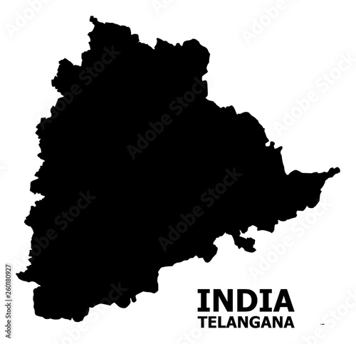 Vector Flat Map of Telangana State with Caption