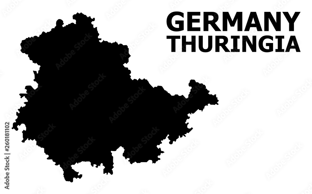 Vector Flat Map of Thuringia State with Name