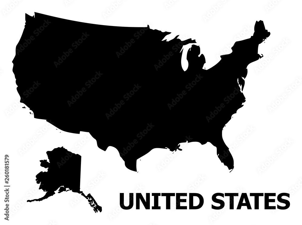 Vector Flat Map of USA and Alaska with Caption Vector Flat Map of USA and Alaska with Caption