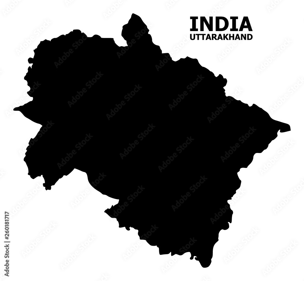 Vector Flat Map of Uttarakhand State with Caption