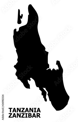 Vector Flat Map of Zanzibar Island with Name