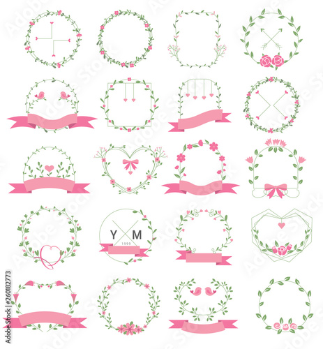 Floral frame set for wedding, flower shop,for printing,card,banner,product.vector illustration