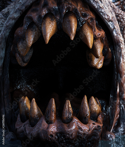Fotografia Close up Teeth of monster creature,3d rendering