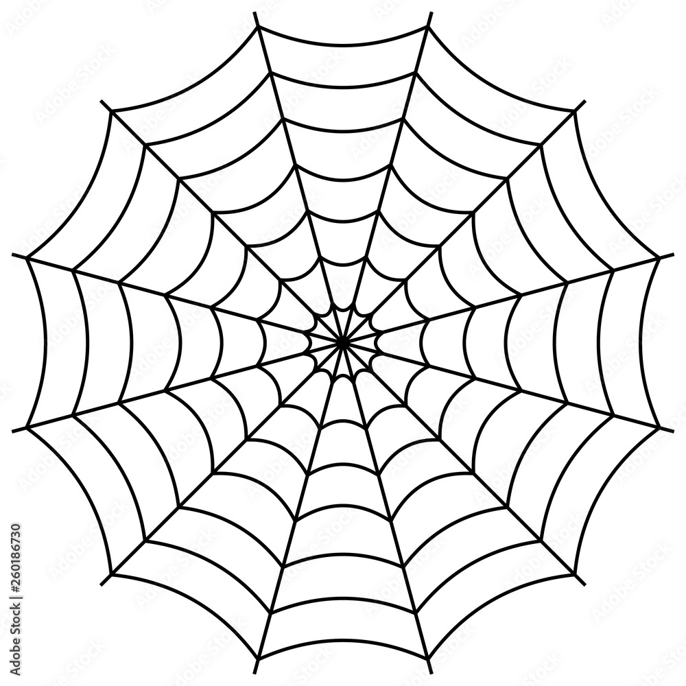 Round spider web, cobweb vector symbol sign of confusion and a network of trap