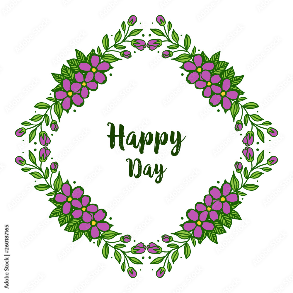 Vector illustration purple flower frame for card invitation happy day