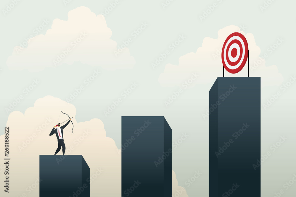 Business people aiming the target on graph. Concept business, vector illustration. Business people aiming the target on graph. Concept business, vector illustration.