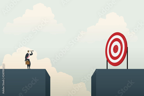Businessman standing searching for opportunities goal. illustration Vector