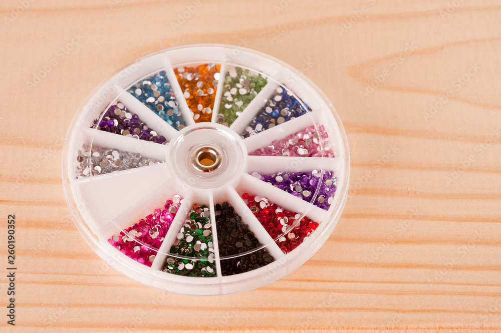 A set of multi-colored sequins for nails and clothes