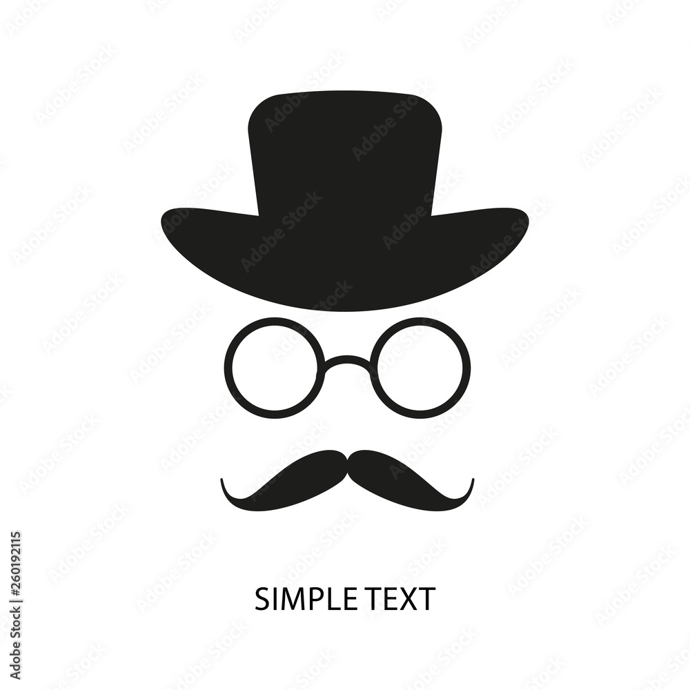 Invisible man with hat glasses and mustaches icon - illustration
