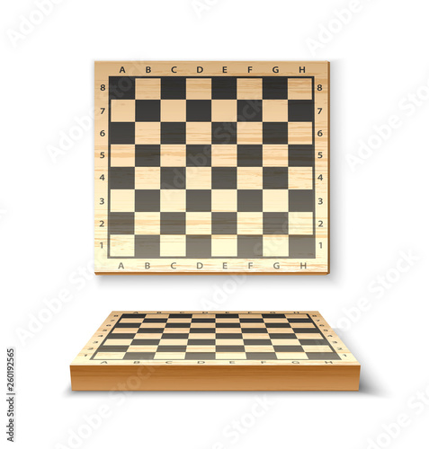 Leinwand Poster Realistic wooden chessboard