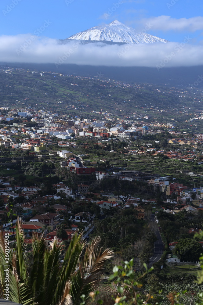 The town of La Orotava in front of the volcano Teide 
