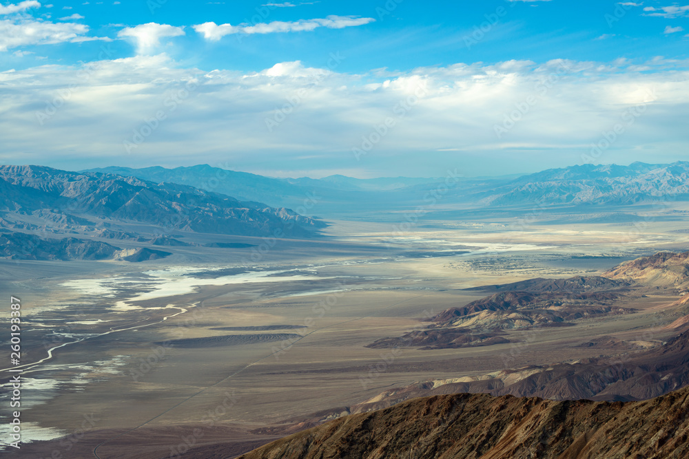 Badwater Basin and Indian Village seen from Dante's View in Death Valley National Park, California, USA