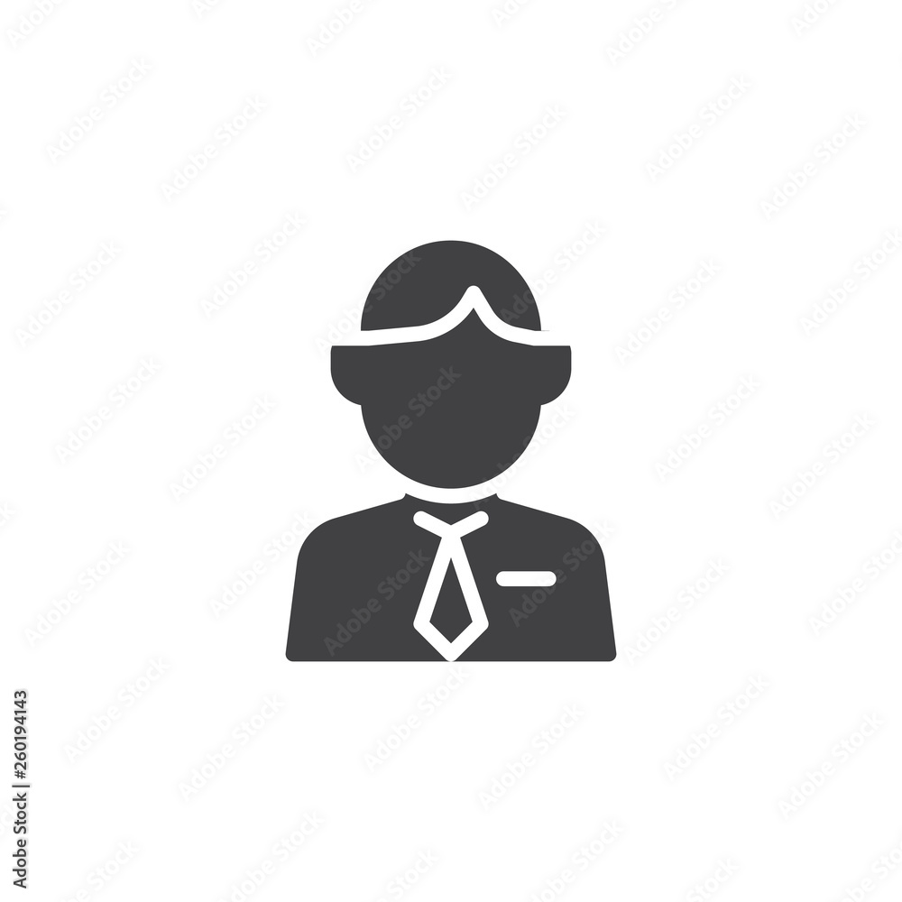 Businessman avatar vector icon. filled flat sign for mobile concept and web design. Office worker glyph icon. Symbol, logo illustration. Pixel perfect vector graphics