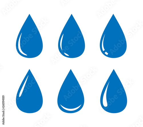 Water drop icons collection. Vector design elements.