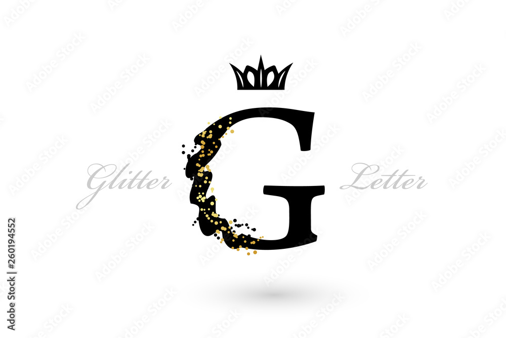 Obraz premium Luxury G letter. Vector emblem with character element and golden dotted decoration