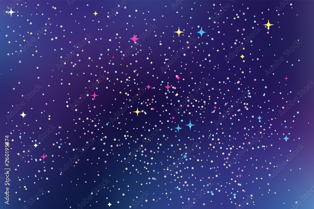Night sky with stars. Vector abstract background in blue, purple and ...