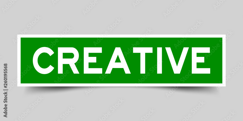 Label sticker in green color square shape as word creative on white background Label sticker in green color square shape as word creative on white background
