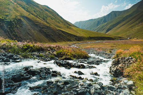 Mountains stream water in landscape of Caucasus, Georgia, Asia © Klara