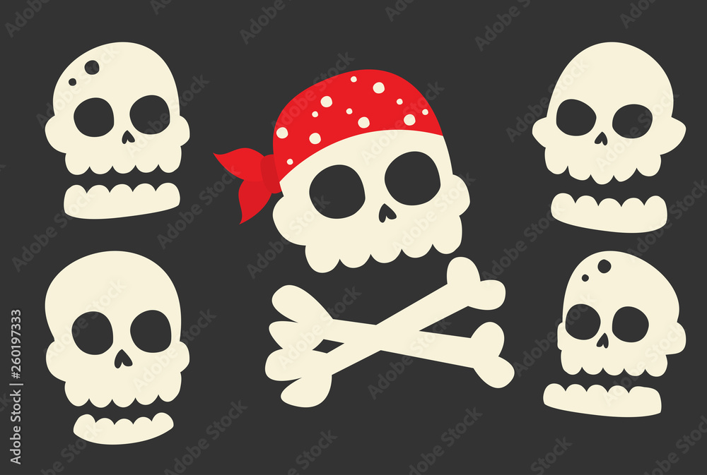 Skull vector illustration set isolated on dark background Skull vector illustration set isolated on dark background