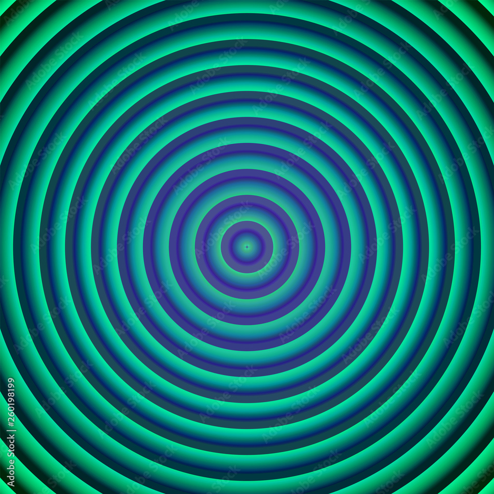 Obraz premium 3d circles, round lines abstract perspective background with dark green and turquoise color tone.
