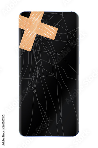 Smartphone risse mit pflaster konzept