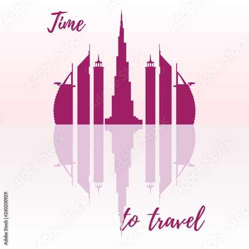 United Arab Emirates skyscrapers silhouette.