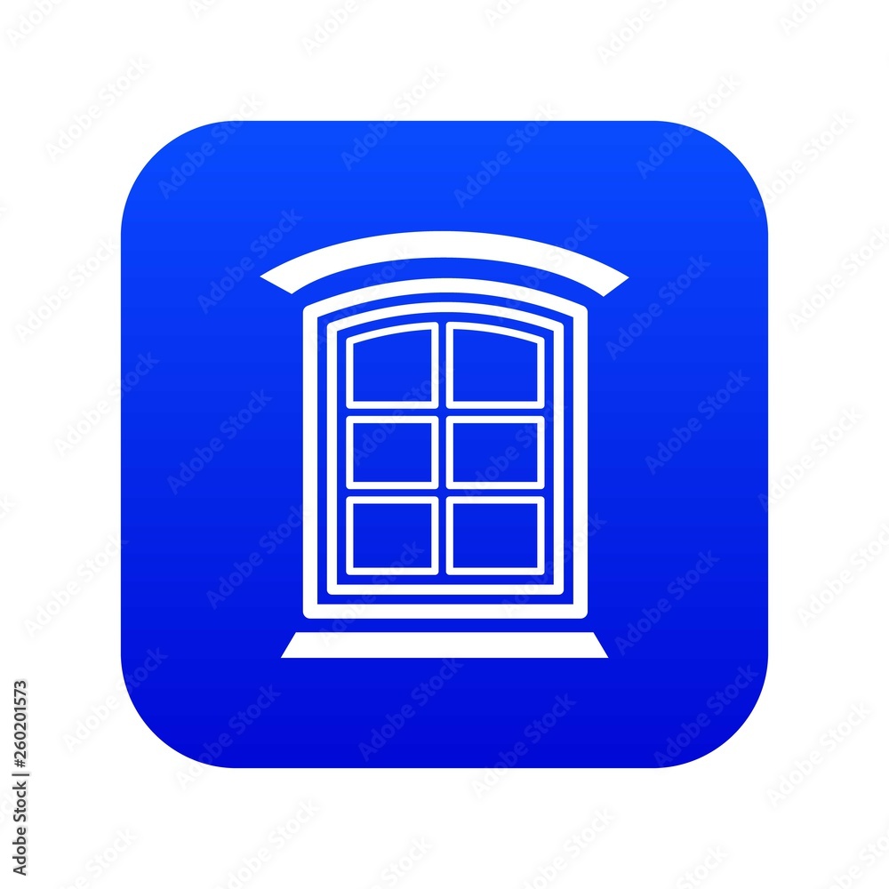 Retro window frame icon blue vector isolated on white background