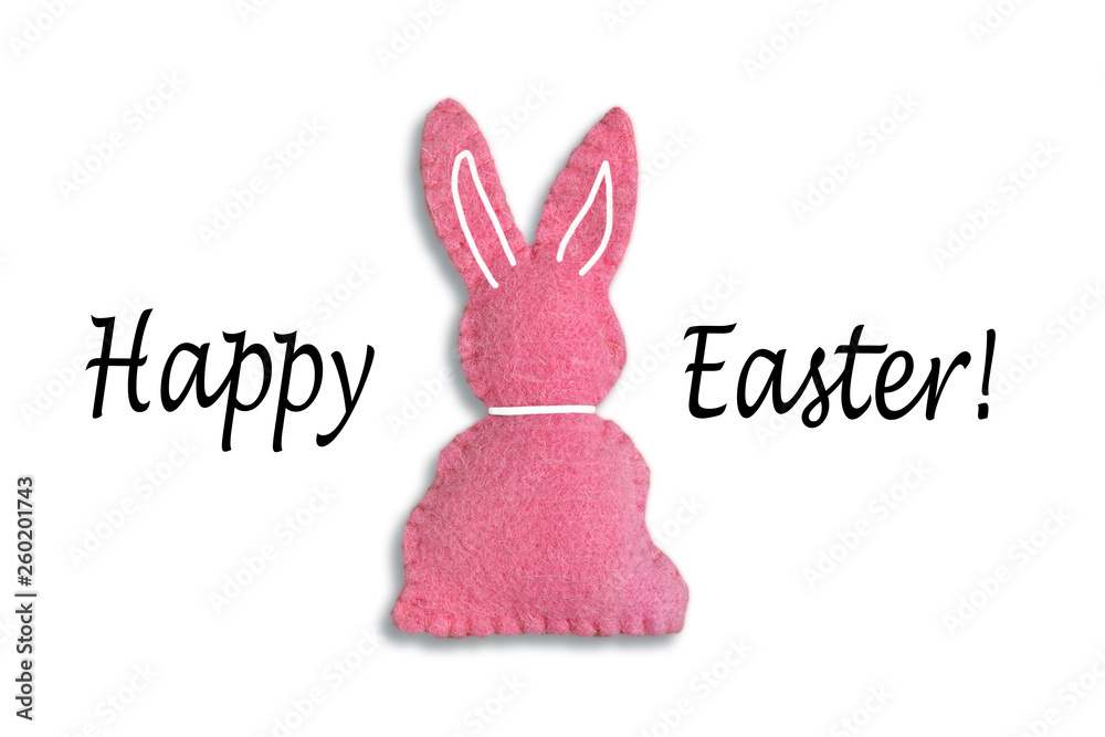 Pink Easter bunny with text Pink Easter bunny with text