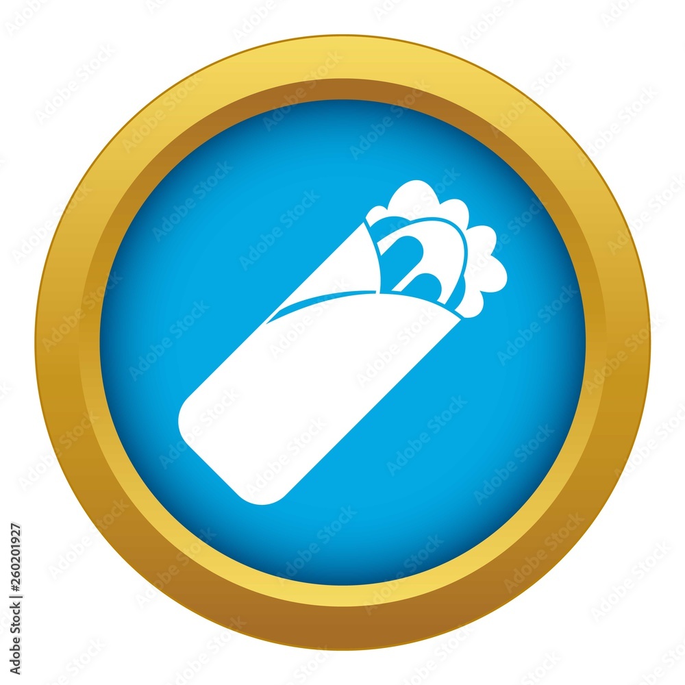 Shawarma sandwich icon blue vector isolated on white background for any design