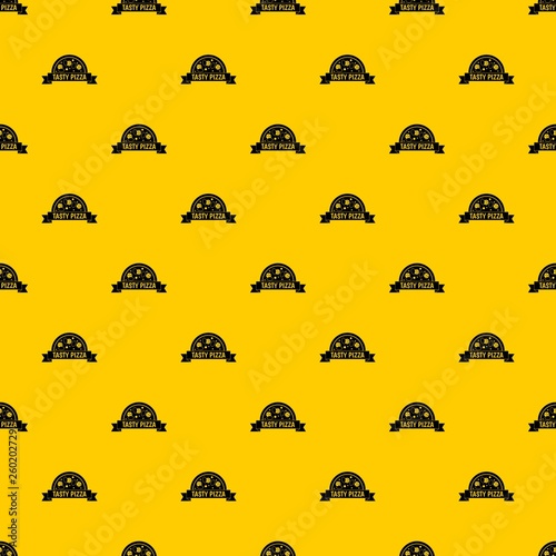 Tasty pizza sign pattern seamless vector repeat geometric yellow for any design