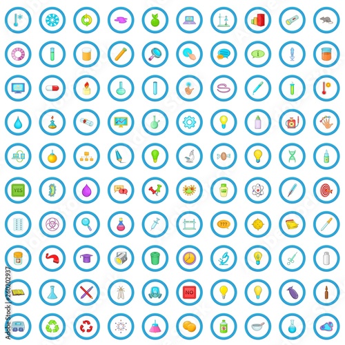 100 scientific laboratory icons set in cartoon style for any design vector illustration