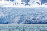 Esmarkbreen glacier ice front, crevasses, sea, Svalbard