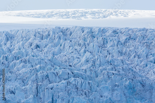 details of Esmarkbreen glacier crevasses in Spitsbergen