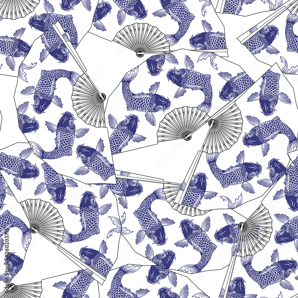 Fototapeta premium Japanese style folding fan pattern