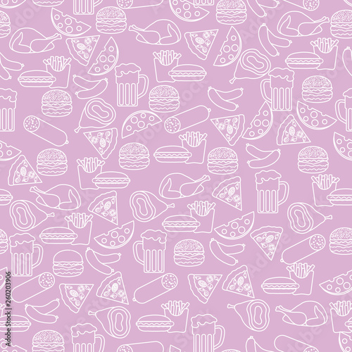 Seamless pattern with different foods.