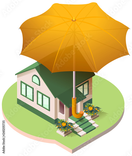 Private house cottage under an umbrella real estate insurance