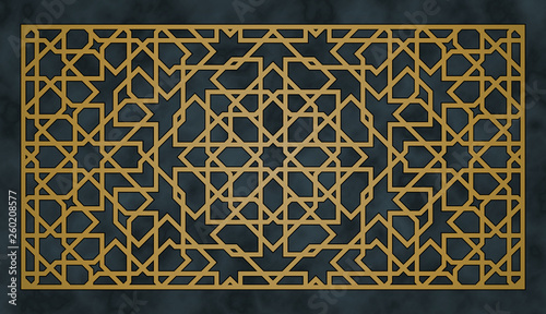 The oriental template pattern for laser cutting. Geometric ornament.