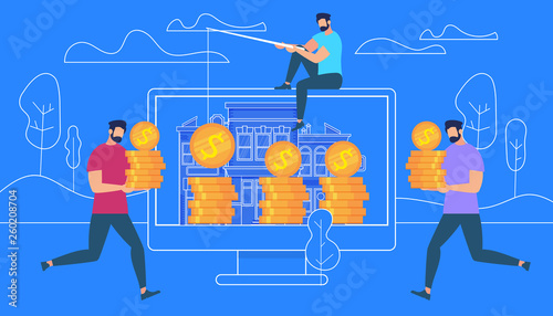 Guy Sitting on Top of PC Catching Money with Rod